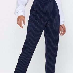 Nasty Gal Dark Blue & Pink Stripes Dress Pants 2